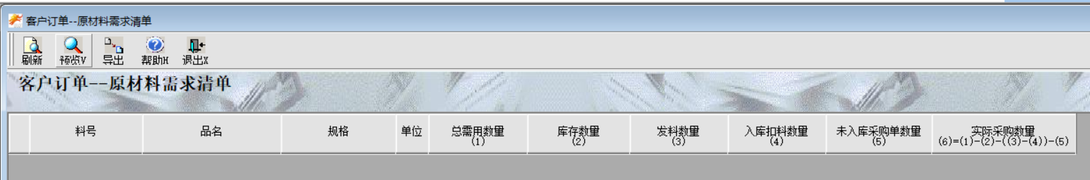 原材料需求订单